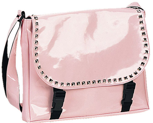 Pink Patent Studded Messenger Bag